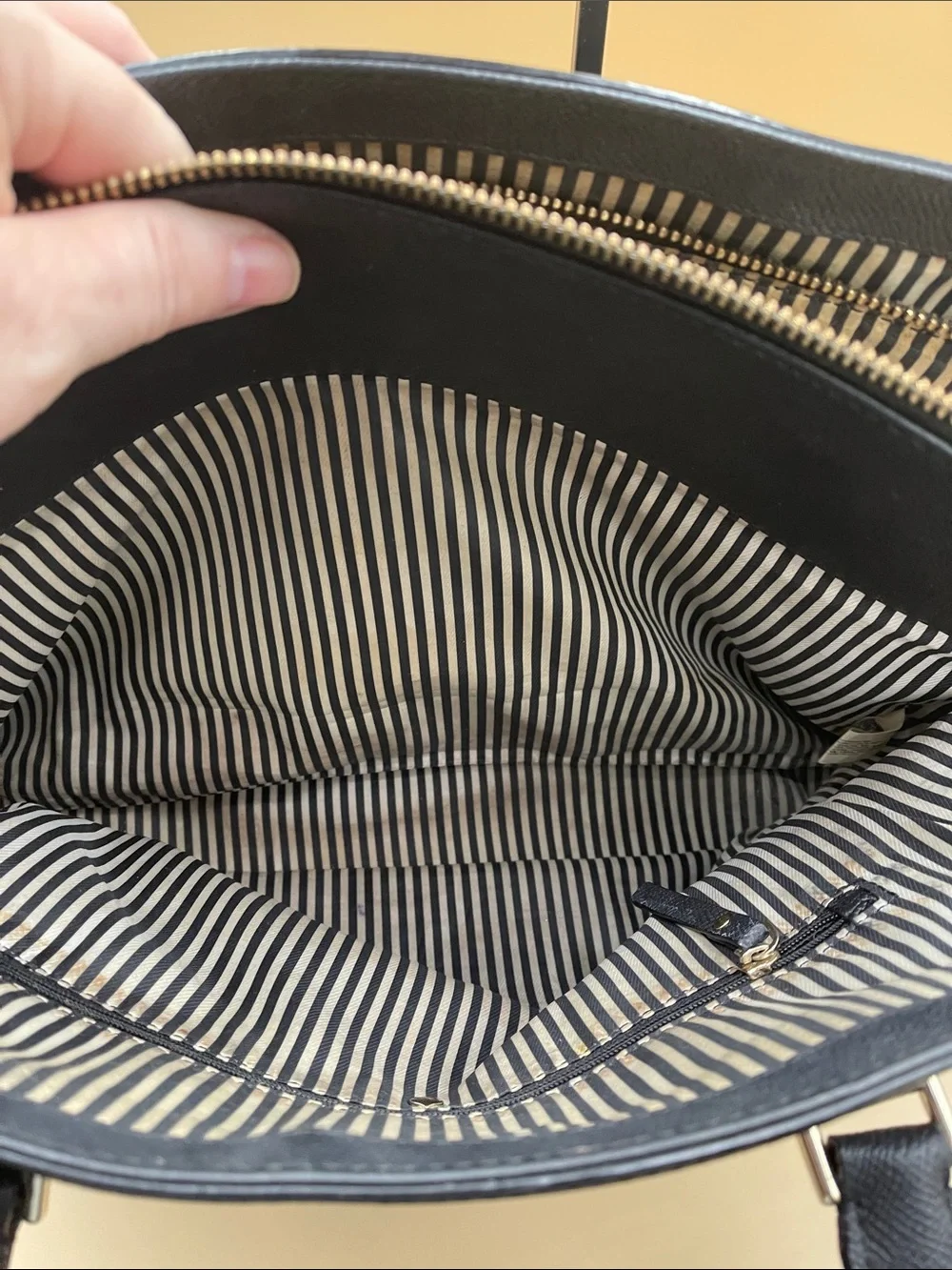 kate spade navy Leather Dome Work Tote with Gold Logo 3 Sections
